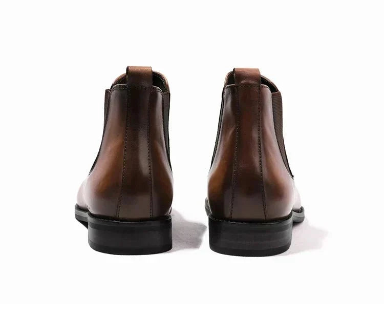 Men Boots | Pointed Toe with Elastic Side Panels - Evergreen Outfits- Boots