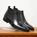 Men Boots | Pointed Toe with Elastic Side Panels - Evergreen Outfits- Boots