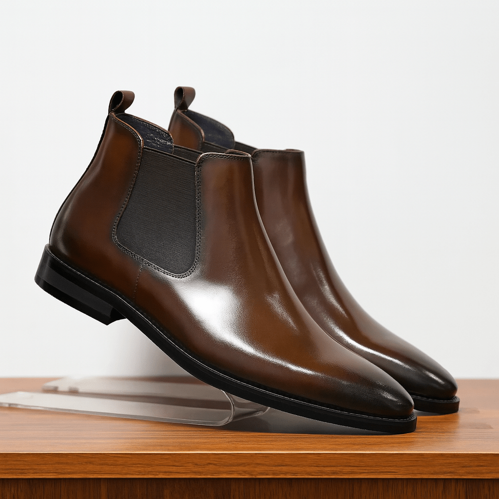 Men Boots | Slip-On Chelsea Style with Elastic Side Panels - Evergreen Outfits- Boots