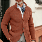 Men Cardigan | Button Front Ribbed Knit Full Length Fit - Evergreen Outfits- Cardigans