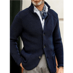 Men Cardigan | Button Front Ribbed Knit Full Length Fit - Evergreen Outfits- Cardigans