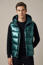 Men Cardigan | Hooded Quilted Vest with Zip Front Closure - Evergreen Outfits- Cardigans