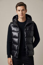 Men Cardigan | Hooded Quilted Vest with Zip Front Closure - Evergreen Outfits- Cardigans