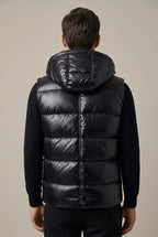 Men Cardigan | Hooded Quilted Vest with Zip Front Closure - Evergreen Outfits- Cardigans