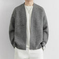 Men Cardigan | Open Front Ribbed Knit Dropped Shoulder Fit - Evergreen Outfits- Cardigans