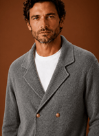Men Cardigan | Relaxed Fit Double-Breasted Shawl Collar - Evergreen Outfits- Cardigans