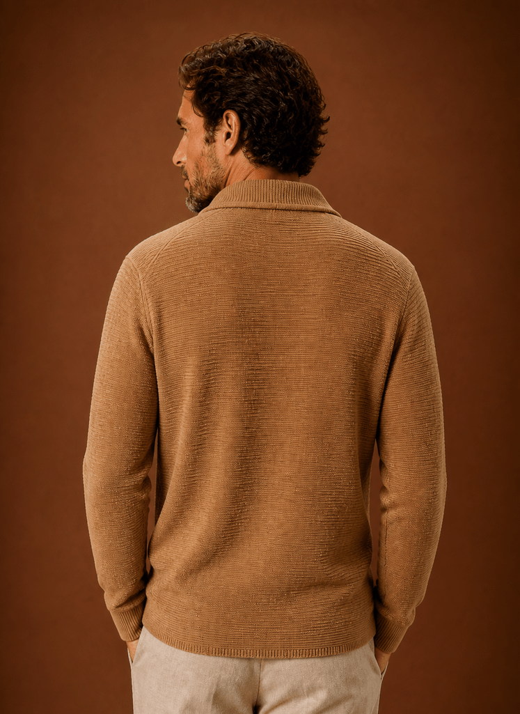 Men Cardigan | Relaxed Fit Double-Breasted Shawl Collar - Evergreen Outfits- Cardigans
