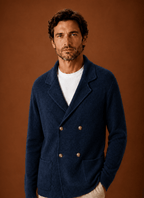 Men Cardigan | Relaxed Fit Double-Breasted Shawl Collar - Evergreen Outfits- Cardigans