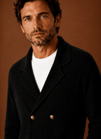 Men Cardigan | Relaxed Fit Double-Breasted Shawl Collar - Evergreen Outfits- Cardigans