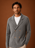 Men Cardigan | Relaxed Fit Double-Breasted Shawl Collar - Evergreen Outfits- Cardigans