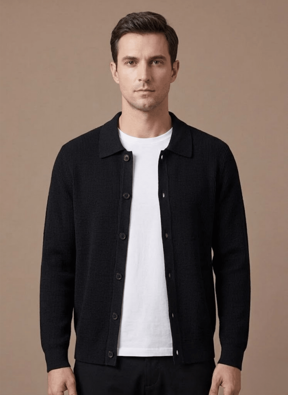 Men Cardigan | Relaxed Fit with Full Button-Through Front - Evergreen Outfits- Cardigans