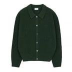 Men Cardigan | Ribbed Knit with Collared Button-Front - Evergreen Outfits- Cardigans