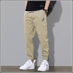 Men Cargo Joggers | Tapered Fit with Zip Cuffs and Elastic Waist - Evergreen Outfits- Joggers