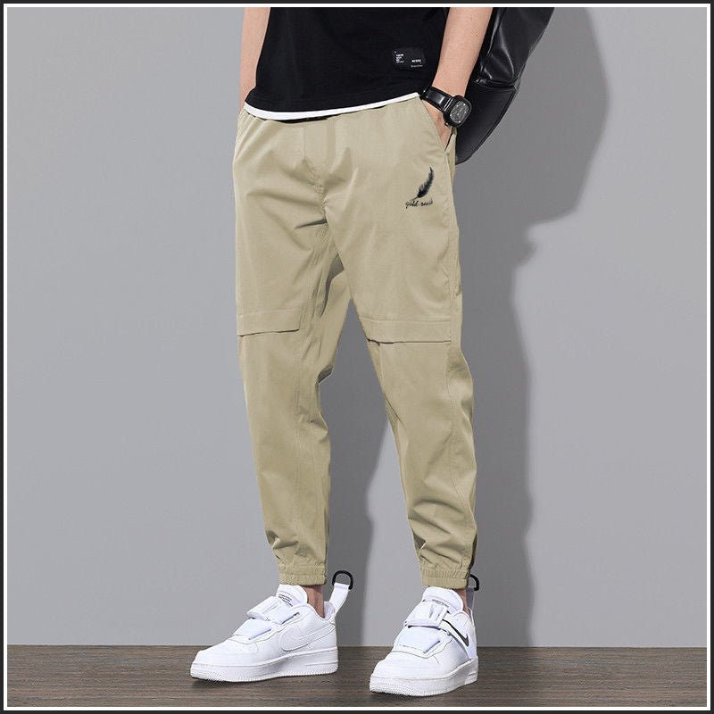 Men Cargo Joggers | Tapered Fit with Zip Cuffs and Elastic Waist - Evergreen Outfits- Joggers