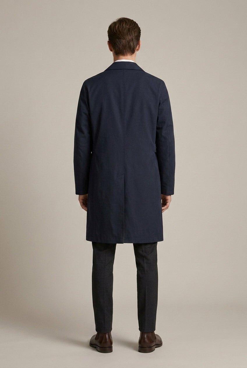 Men Coat | Button Front Spread Collar Below Knee Length - Evergreen Outfits- Coats