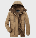 Men Coat | Hooded Padded Design with Zip Front Closure - Evergreen Outfits- Coats