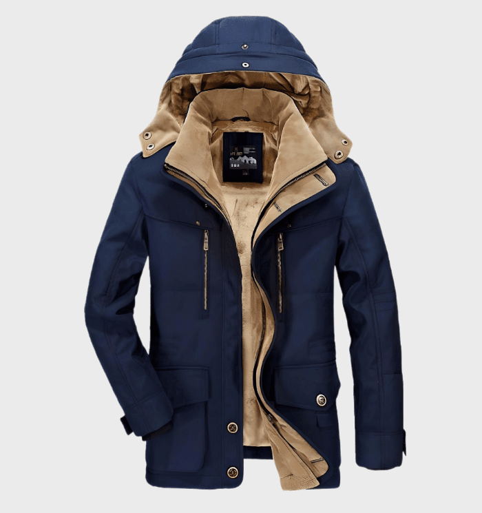 Men Coat | Hooded Padded Design with Zip Front Closure - Evergreen Outfits- Coats