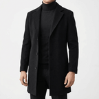 Men Coat | Slim Fit Mid-Thigh Length Three-Button Front - Evergreen Outfits- Coats