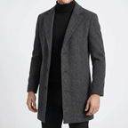 Men Coat | Slim Fit Mid-Thigh Length Three-Button Front - Evergreen Outfits- Coats