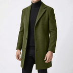 Men Coat | Slim Fit Mid-Thigh Length Three-Button Front - Evergreen Outfits- Coats