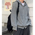 Men Hoodie | Full-Zip Ribbed Knit with Relaxed Fit - Evergreen Outfits- Sweaters