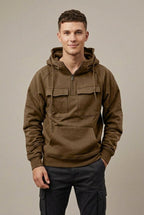 Men Hoodie | Half-Zip Front with Dual Cargo Pockets - Evergreen Outfits- Sweaters