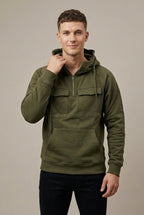 Men Hoodie | Half-Zip Front with Dual Cargo Pockets - Evergreen Outfits- Sweaters