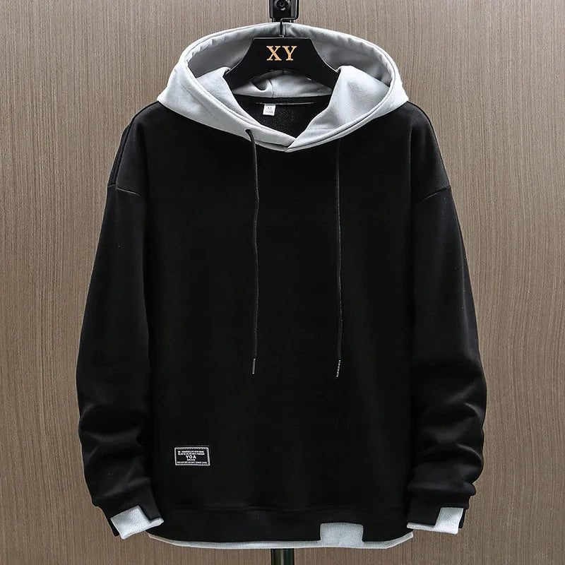 Men Hoodie | Relaxed Fit with Contrast Hood and Kangaroo Pocket - Evergreen Outfits- Sweaters