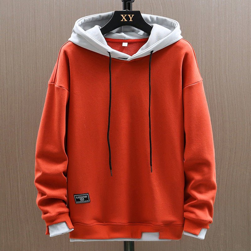 Men Hoodie | Relaxed Fit with Contrast Hood and Kangaroo Pocket - Evergreen Outfits- Sweaters