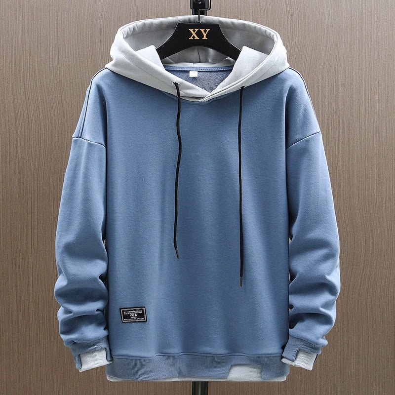 Men Hoodie | Relaxed Fit with Contrast Hood and Kangaroo Pocket - Evergreen Outfits- Sweaters