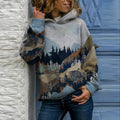 Men Hoodie | Relaxed Fit with Mountain Landscape Print - Evergreen Outfits- Sweaters