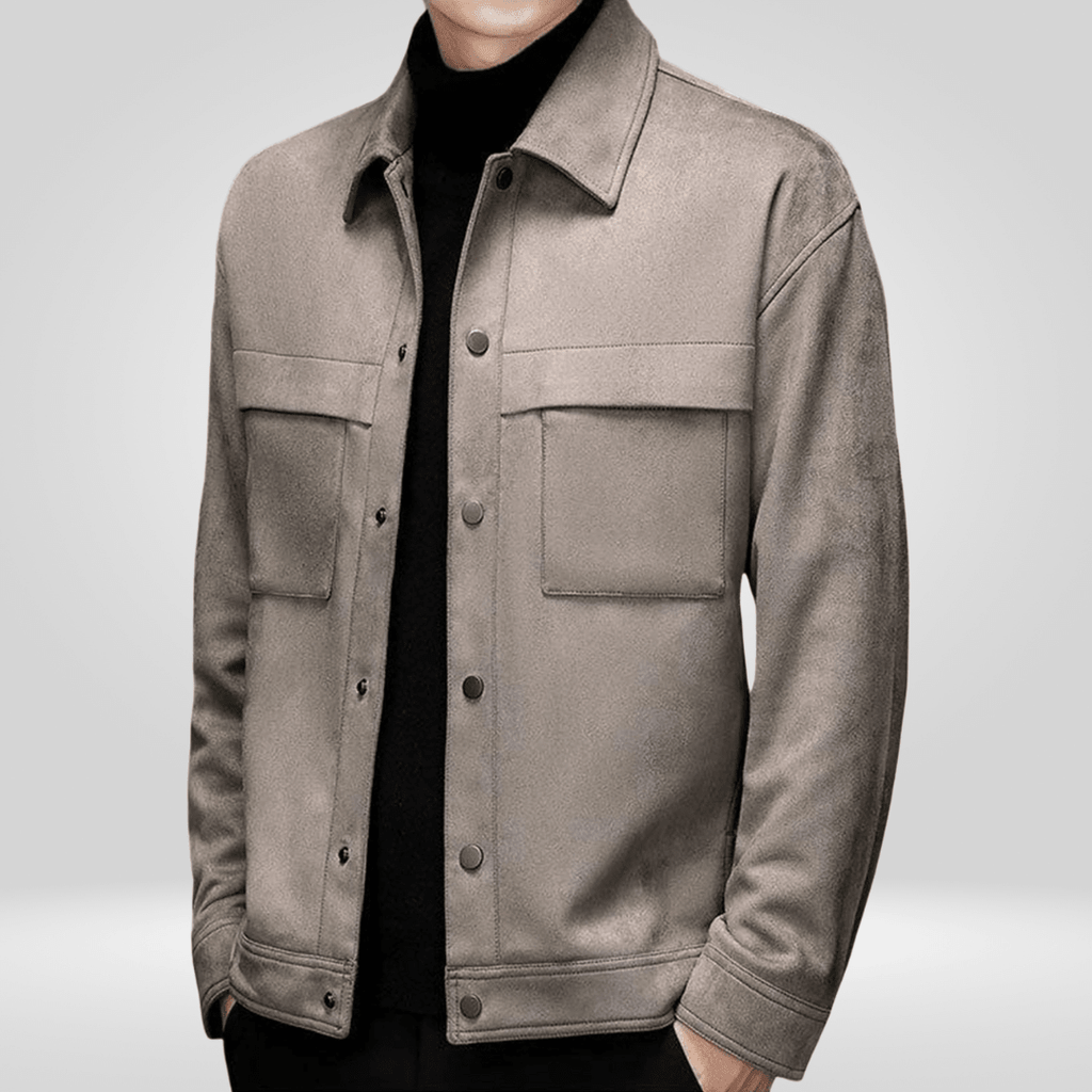 Men Jacket | Fitted Cut with Snap Button Front Closure - Evergreen Outfits- Jackets