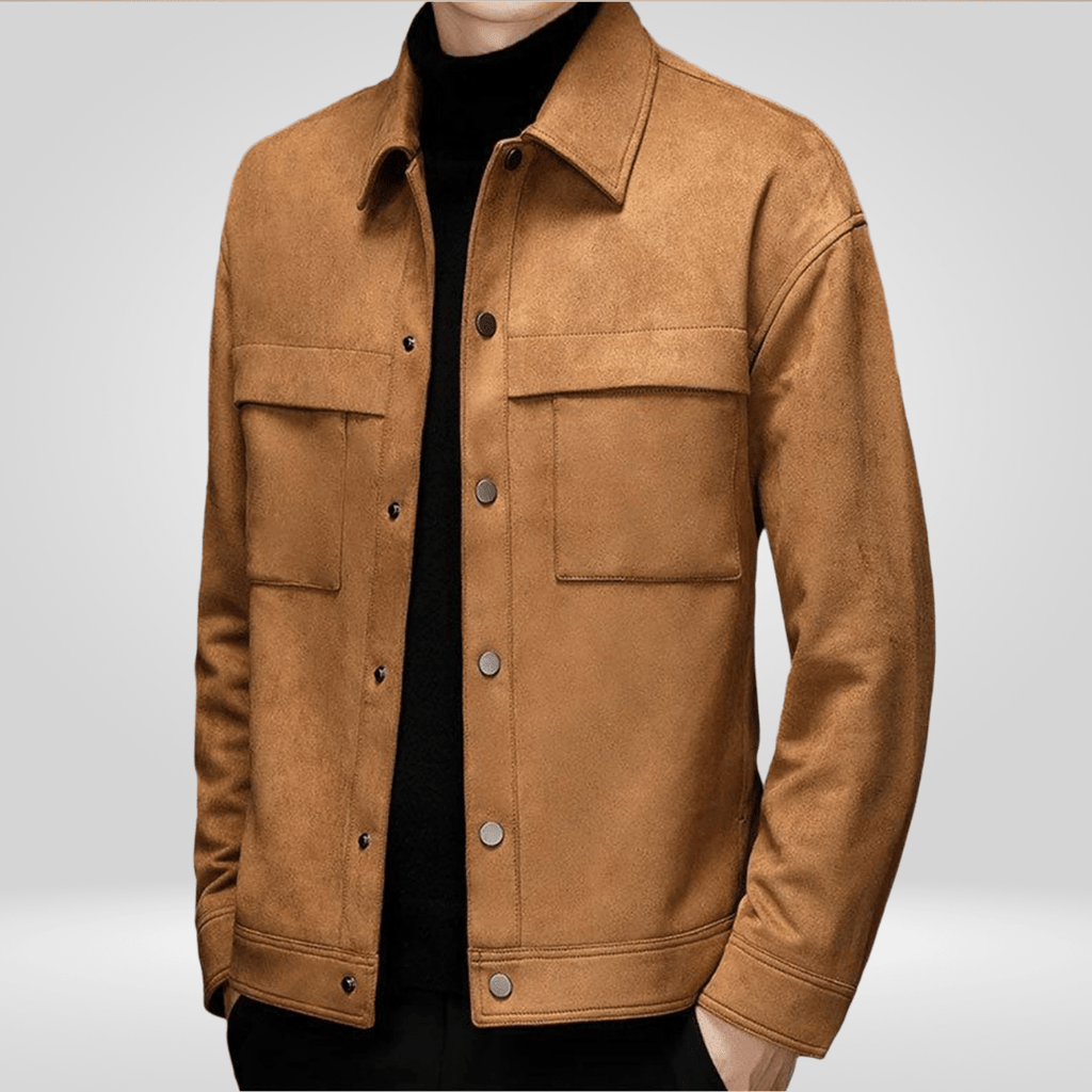 Men Jacket | Fitted Cut with Snap Button Front Closure - Evergreen Outfits- Jackets