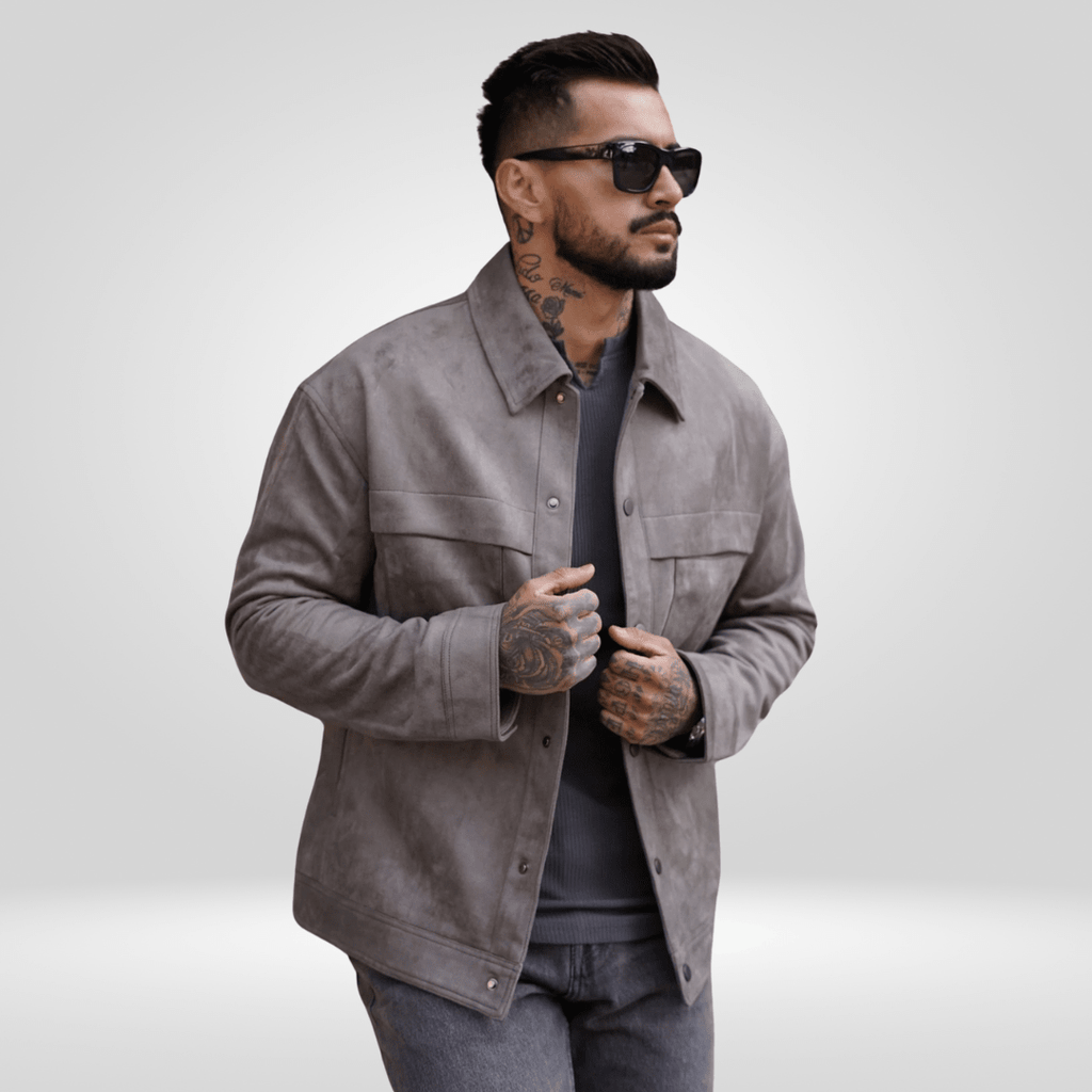 Men Jacket | Fitted Cut with Snap Button Front Closure - Evergreen Outfits- Jackets