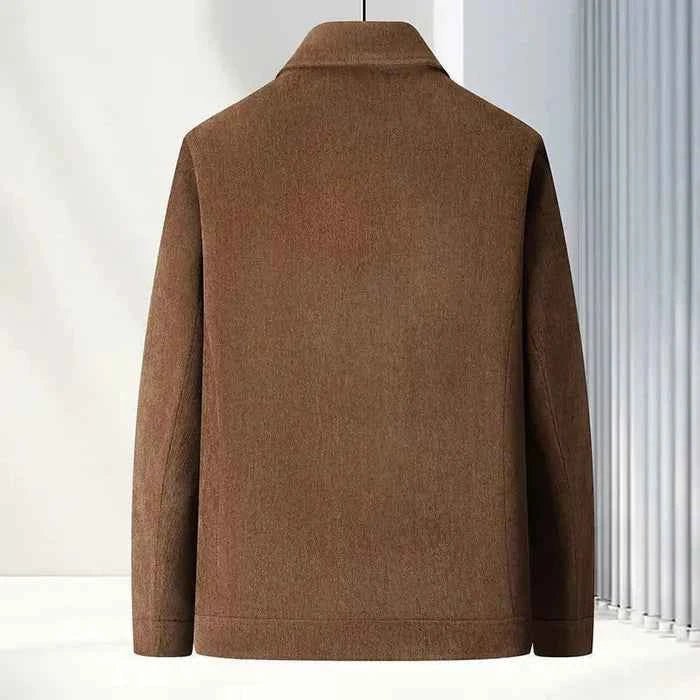 Men Jacket | Full-Zip Front with Ribbed Vertical Texture - Evergreen Outfits- Jackets