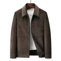 Men Jacket | Full-Zip Front with Ribbed Vertical Texture - Evergreen Outfits- Jackets