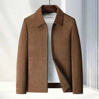 Men Jacket | Full-Zip Front with Ribbed Vertical Texture - Evergreen Outfits- Jackets