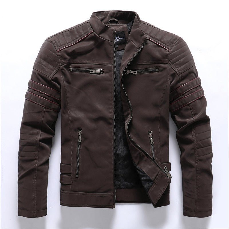 Men Jacket | Full Zip Front with Stand Collar Regular Fit - Evergreen Outfits- Jackets