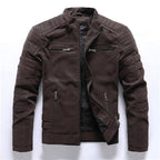 Men Jacket | Full Zip Front with Stand Collar Regular Fit - Evergreen Outfits- Jackets