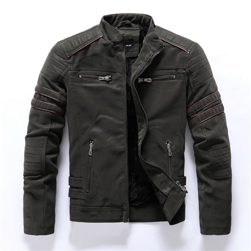 Men Jacket | Full Zip Front with Stand Collar Regular Fit - Evergreen Outfits- Jackets