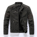 Men Jacket | Full Zip Front with Stand Collar Regular Fit - Evergreen Outfits- Jackets