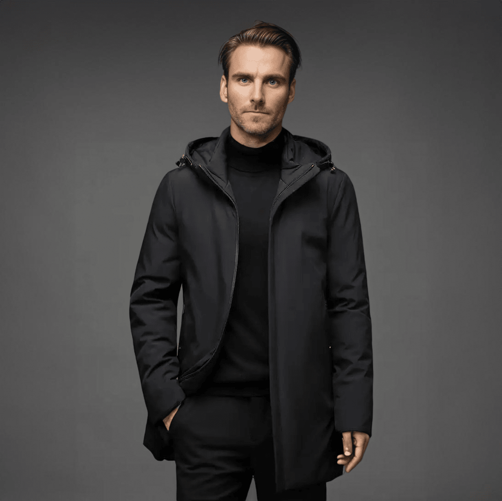 Men Jacket | Hooded Full-Zip Fitted Cold Weather Outerwear - Evergreen Outfits- Jackets