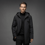 Men Jacket | Hooded Full-Zip Fitted Cold Weather Outerwear - Evergreen Outfits- Jackets