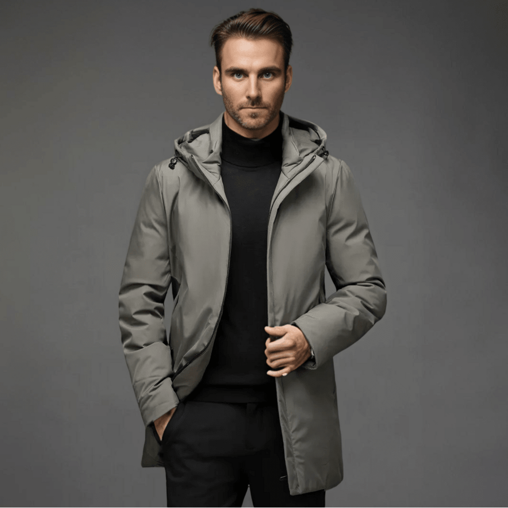 Men Jacket | Hooded Full-Zip Fitted Cold Weather Outerwear - Evergreen Outfits- Jackets