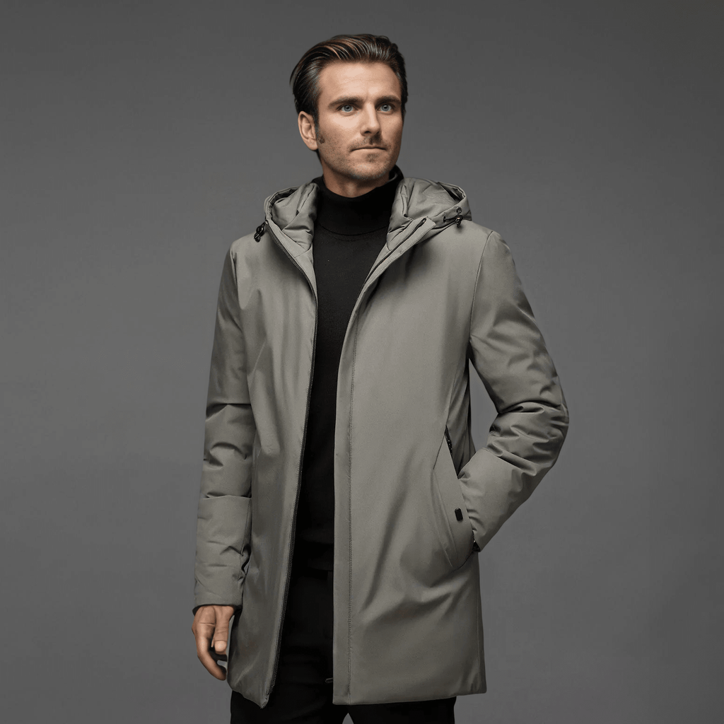 Men Jacket | Hooded Full-Zip Fitted Cold Weather Outerwear - Evergreen Outfits- Jackets