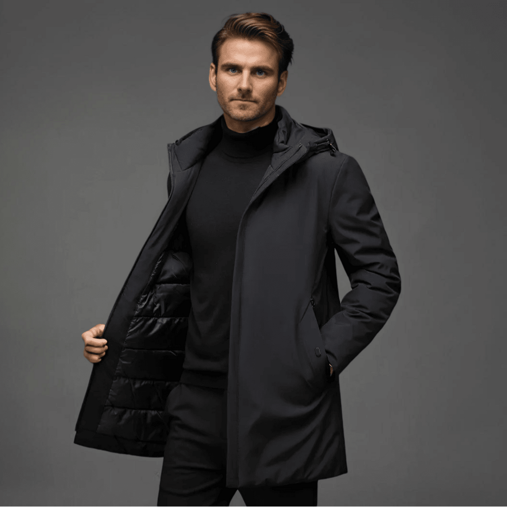 Men Jacket | Hooded Full-Zip Fitted Cold Weather Outerwear - Evergreen Outfits- Jackets