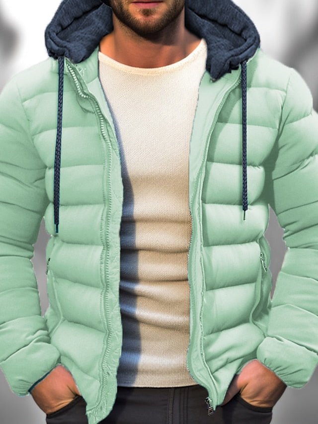 Men Jacket | Hooded Zip Front with Adjustable Drawstring - Evergreen Outfits- Jackets