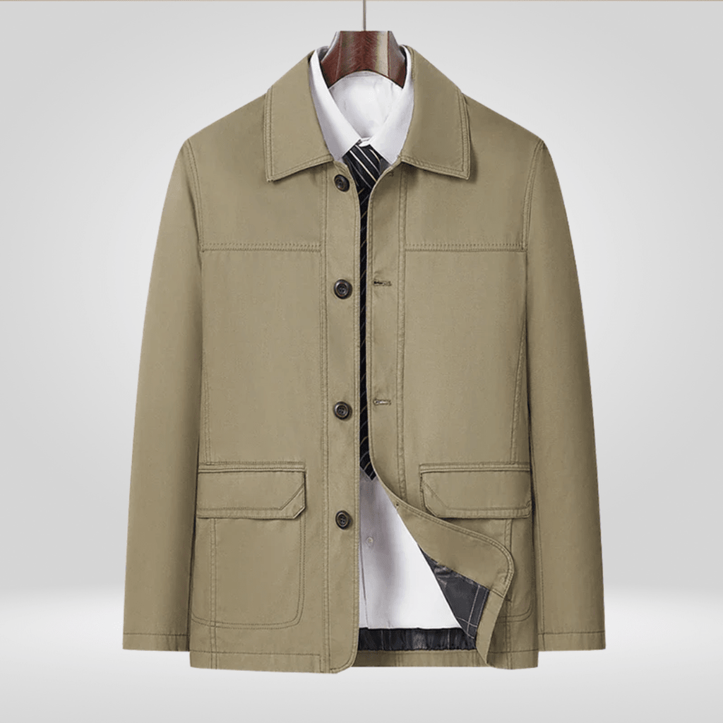 Men Jacket | Loose Fit with Button Front Closure | Spring - Evergreen Outfits- Jackets
