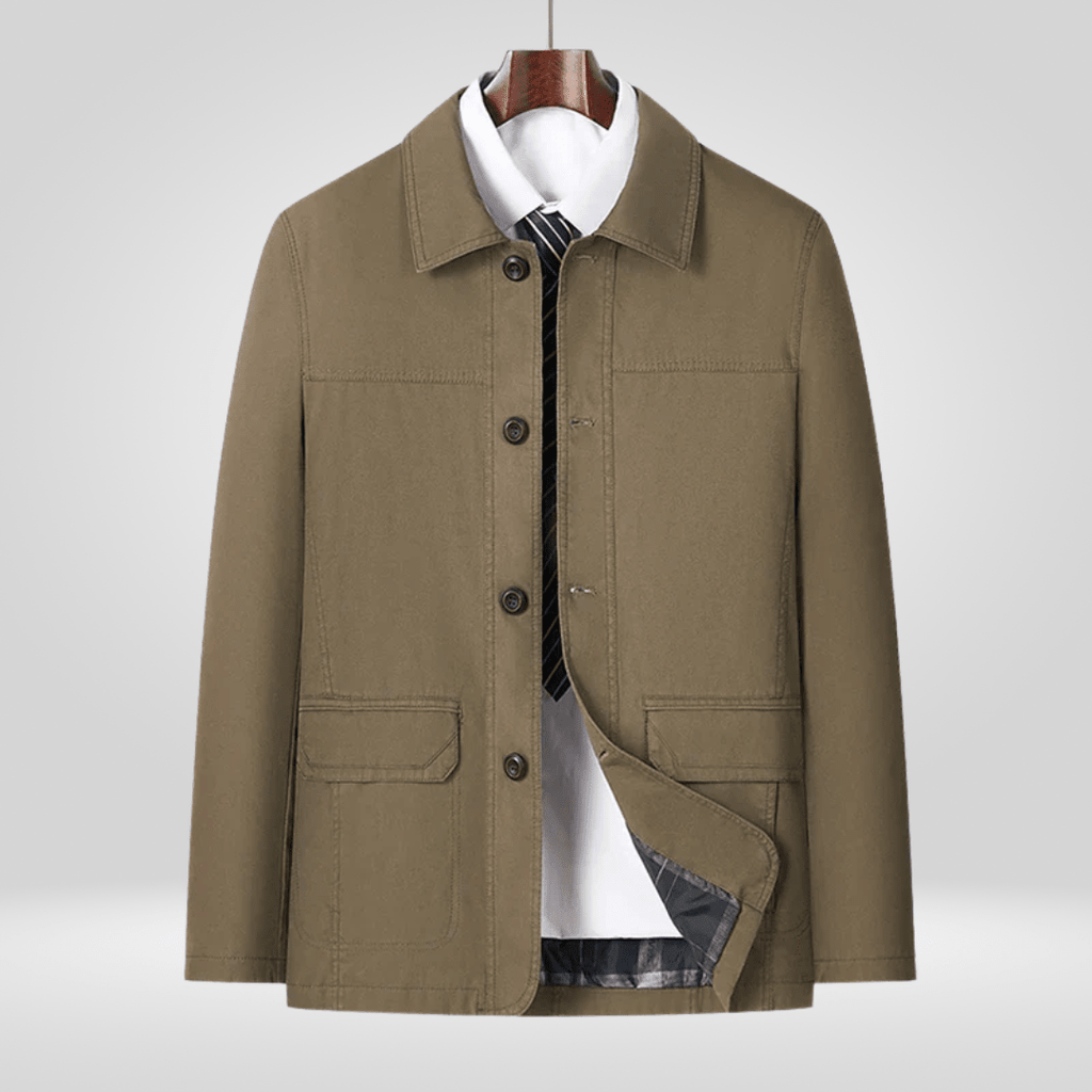 Men Jacket | Loose Fit with Button Front Closure | Spring - Evergreen Outfits- Jackets