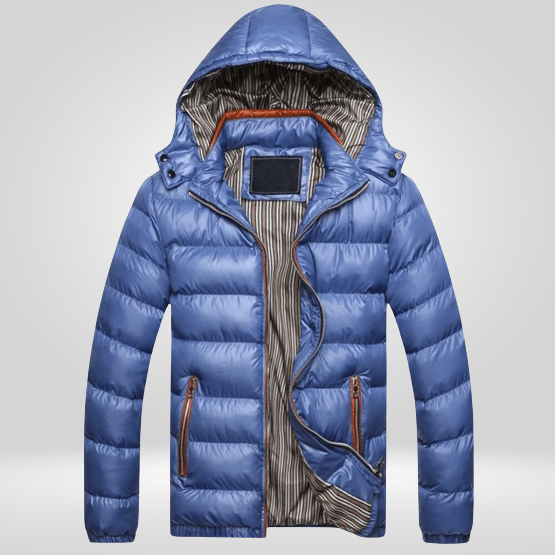 Men Jacket | Quilted Insulated Hood with Zip Snap Front - Evergreen Outfits- Jackets